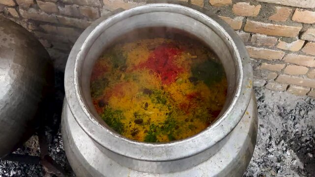Degi Zarda Chawal or Pakistani Sweet Rice in Traditional Deg