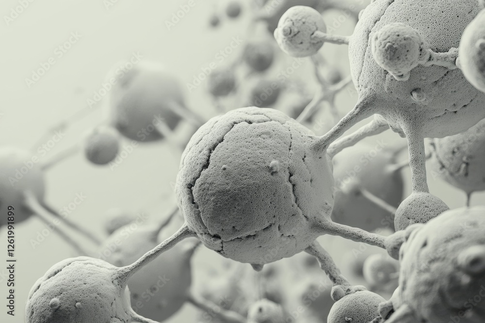 Aufkleber a 3d rendering of biology structure lines and particles