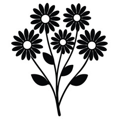 Beautiful Daisy Flower Vector – Simple Floral Illustration, Silhouette vector file of a Elegant Daisy Flower 