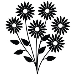 Beautiful Daisy Flower Vector &ndash; Simple Floral Illustration, Silhouette vector file of a Elegant Daisy Flower 