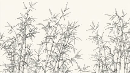 Naklejka premium Monochrome bamboo forest, tranquil scene, nature background, wall art