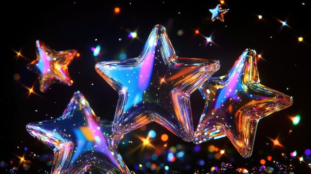 Pile of vibrant star confetti, ideal for themed parties or festive occasions.