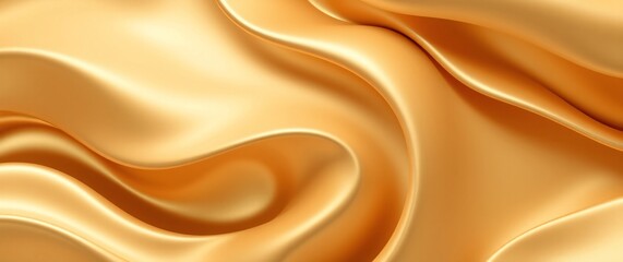 Obraz premium Abstract Curved Gold Shape with Lighting Effect – Luxury Design on gold Background with Copy Space.