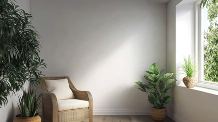Cozy corner with plants and natural light in a serene indoor setting