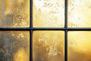 Window panes with aged glass and black framing details