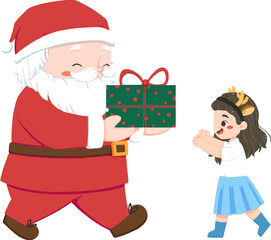 Santa Gives A Gift to a girl