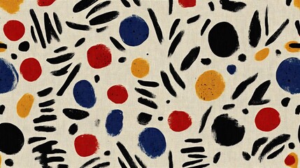 Abstract Colorful Circles Dashes And Marks Pattern