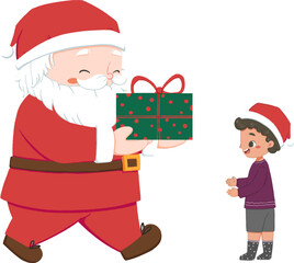 Santa Gives A Gift to a boy