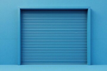 A Vibrant Blue Rolling Shutter Door Set Against a Matching Wall, Offering a Clean and Modern Architectural Design Element for Various Applications