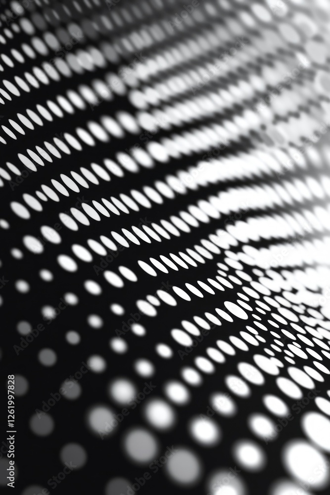 Poster a high-resolution, black and white abstract pattern with multiple small dots forming intricate shape
