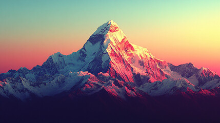 Snow-capped mountain peaks at dawn, representing geographical analysis and environmental studies, with a modern, bright tone, remote sensing of terrain, and empty space for captioning.

