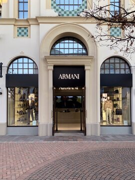 Fidenza, PR, Italy - February 3rd 2025 Armani store at Fidenza Village, fashion outlet mall in Italy
