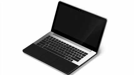 Sleek Modern Laptop, Black and Silver Design, Technology Image