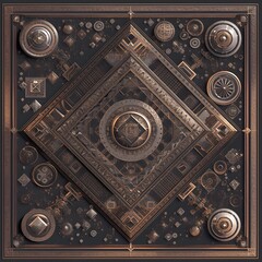 Fototapeta premium Intricate Metallic Gear and Cog Pattern Backdrop for Industrial Design and Vintage Mechanical Aesthetics