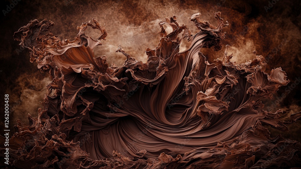 Poster dynamic swirls of earthy brown color storms abstract artwork digital environment artistic perspectiv