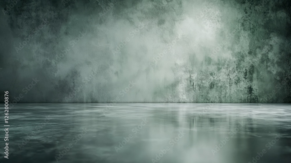 Poster muted graygreen canvas spread across an empty studio abstract art environment reflective calmness