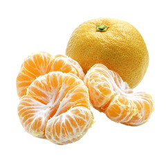 Sweet and Juicy Mandarin Citrus Fruit on White Background