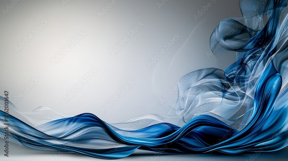 Aufkleber tranquil waves of deep blues and soft grays abstract art digital environment serene viewpoint modern
