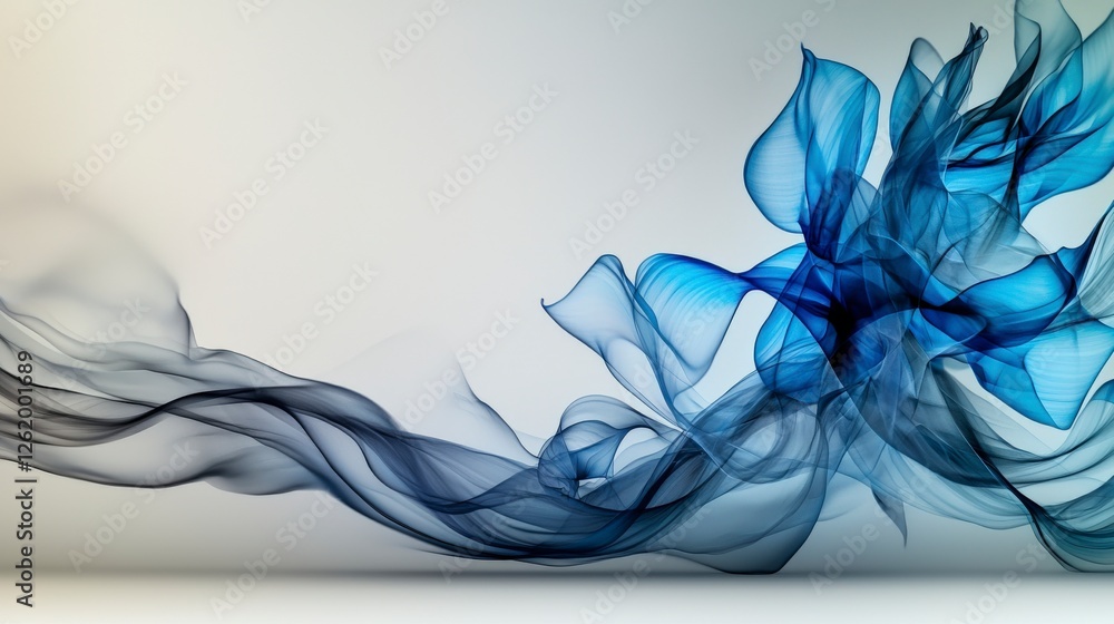 Poster soft blue and gray smoke dance abstract art digital creation calm environment close-up view tranquil