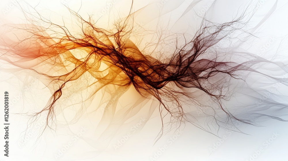 Aufkleber Intricate meandering lines in soft neutrals abstract art digital canvas modern aesthetic artistic perspective