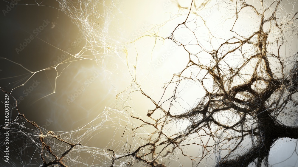 Aufkleber Exploring intricate web structures in a scientific environment abstract content close-up viewpoint for research impact