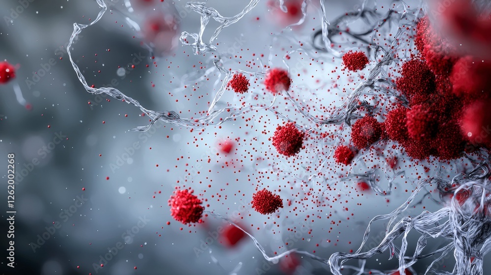 Fototapete exploring surreal environments close-up of abstract clusters of small red points in digital art