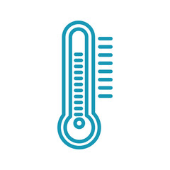 blue thermometer icon, temperature symbol, weather forecast pictogram