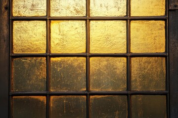 A window with many panes reflecting golden light beautifully