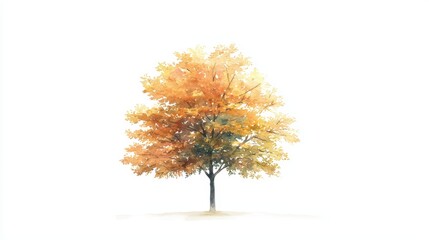 Golden canopy, a majestic tree in autumn splendor with vibrant yellow leaves against serene sky