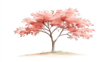 Fototapeta premium Serene watercolor tree painting, a tranquil nature artwork for art lovers and enthusiasts