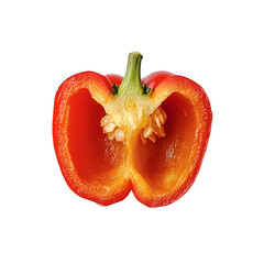 Fresh Red Bell Pepper Half Isolated on White Background