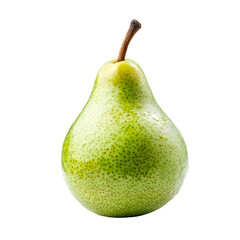 Ripe Green Pear Isolated on Clean White Background, Close-up View