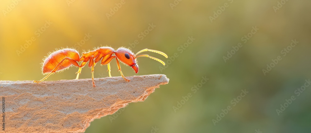Poster ant on the edge of a leaf nature scene close-up outdoor macro view insect behavior