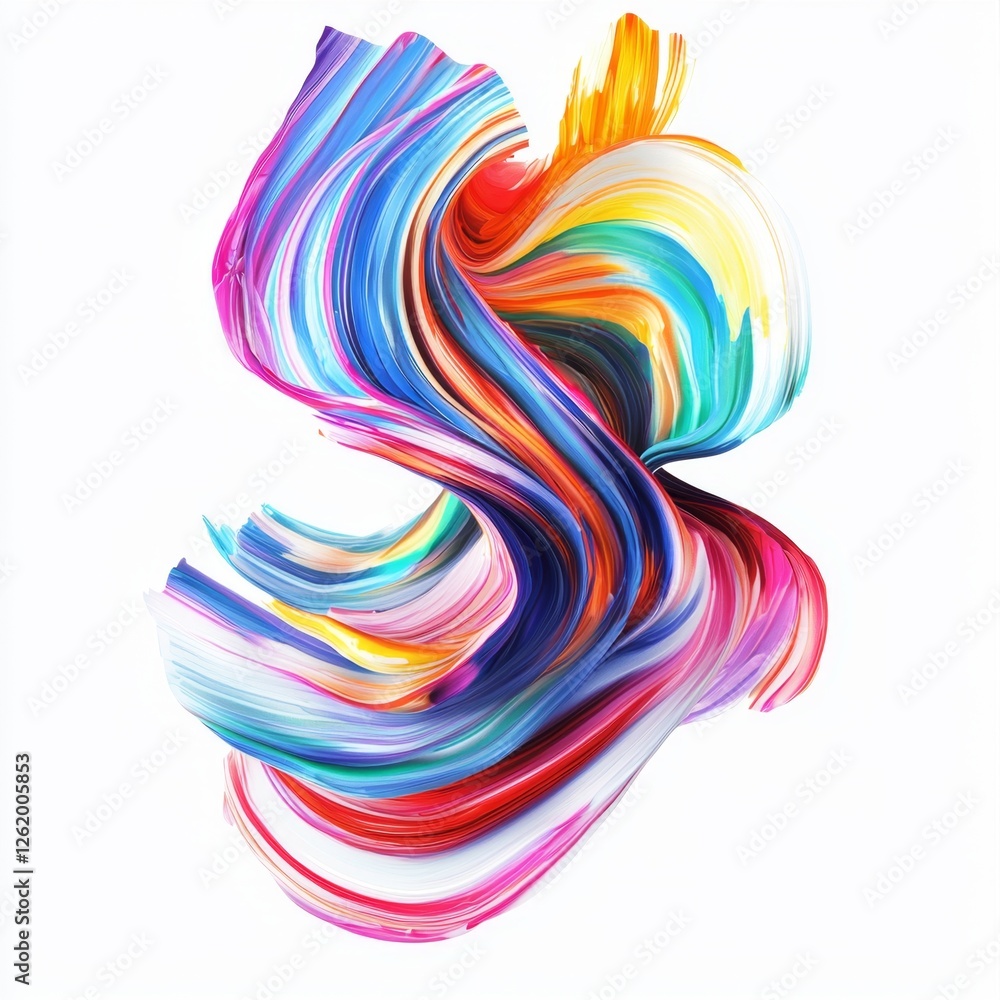 Wall mural colorful abstract swirl of paint strands flowing vividly in dynamic movement creating a natural flow