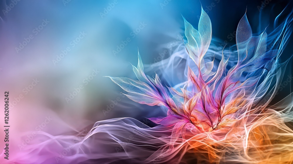 Poster flowing curved lines in vibrant colors abstract art digital design creative space artistic perspecti