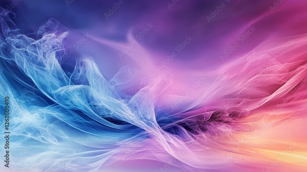 Aufkleber soft wisps of colorful abstraction digital art serene atmosphere vibrant spectrum ethereal viewpoint