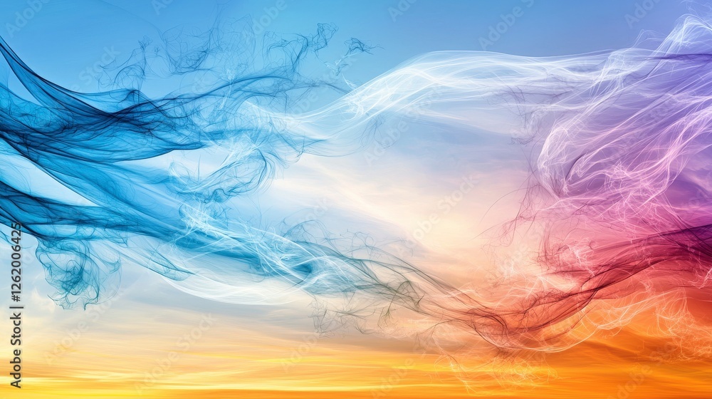 Poster soft wisps of colorful smoke dissolving into serenity at sunrise abstract art digital creation ether