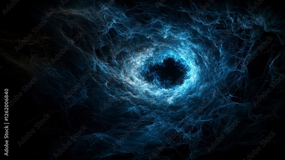 Poster Mysterious abstract void illuminated in deep shadows digital art dark environment surreal concept