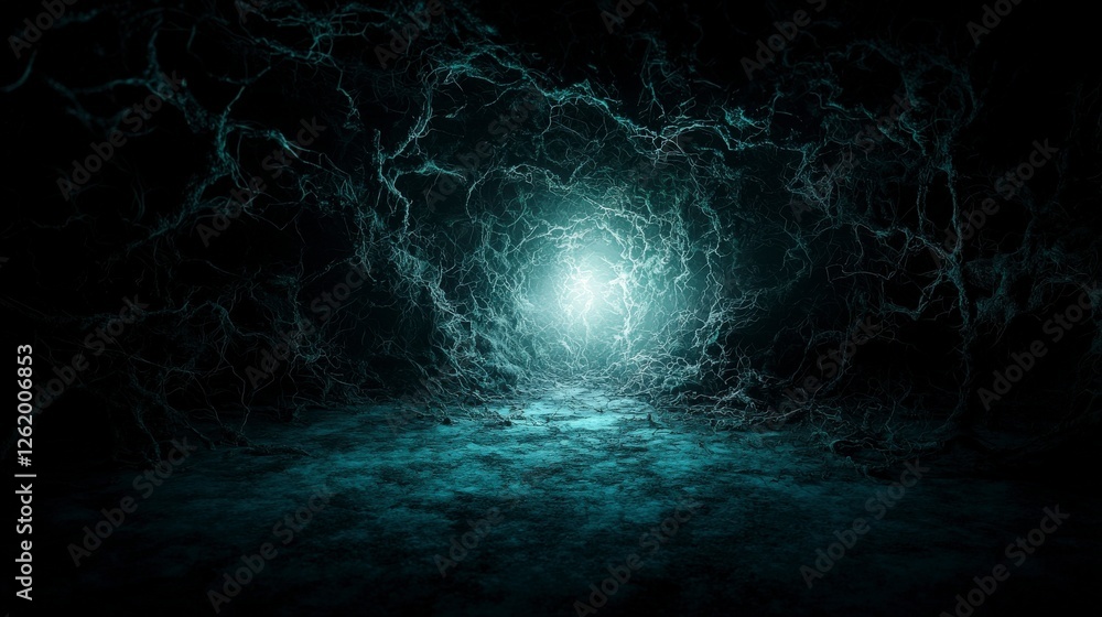 Fototapete abstract void illuminated by deep shadows mystical environment digital art conceptual depth ethereal