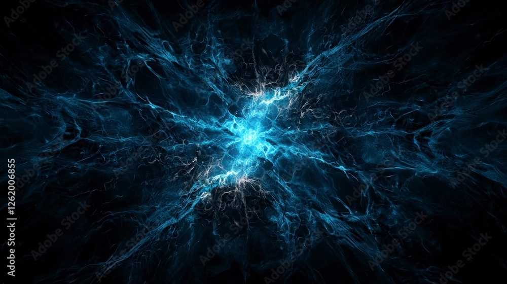 Poster Illuminating the void dynamic abstract energy burst digital art dark environment visual concept