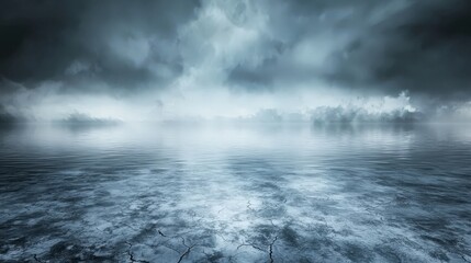 Obraz premium Mysterious gray landscape abstract void digital art calm waters atmospheric scene evocative concept