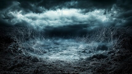 Fototapeta premium Eroding whispering void a landscape of muted mystique nature’s canvas dramatic sky atmospheric photography
