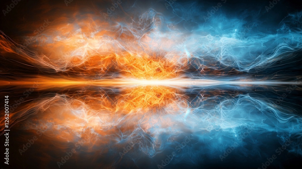 Poster abstract rhythmic pulses of silence spreading across a fiery ocean digital art surreal environment v