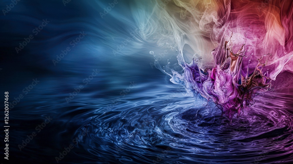 Poster Dynamic abstract ripple patterns on water surface artistic representation vibrant colors serene environment