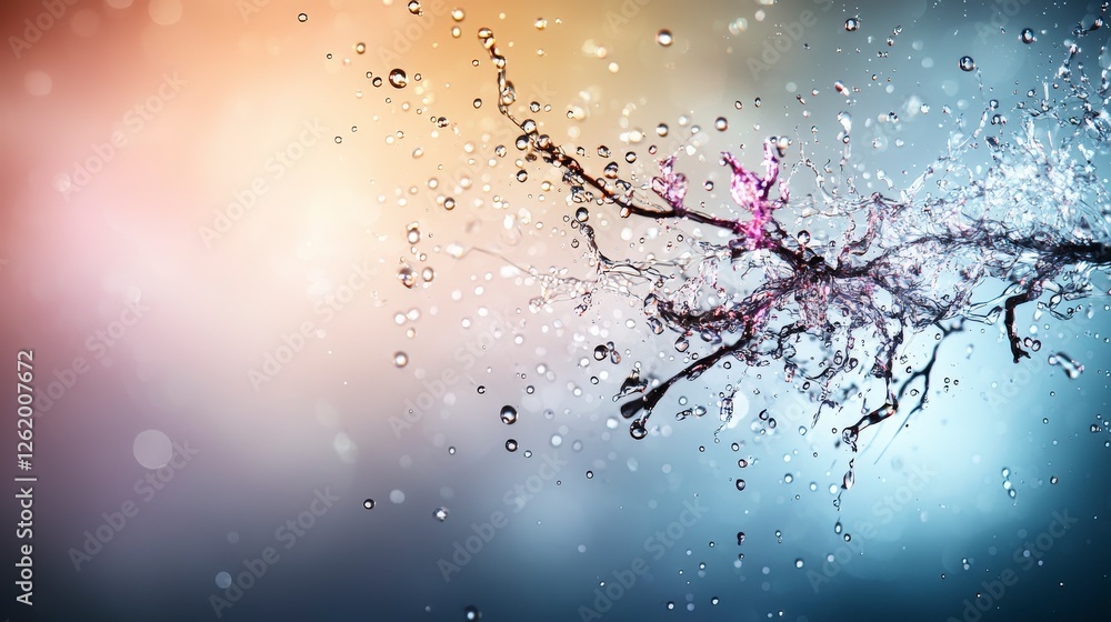 Leinwandbilder dynamic water droplets collide abstract art studio visual effects close-up fluid motion and light re