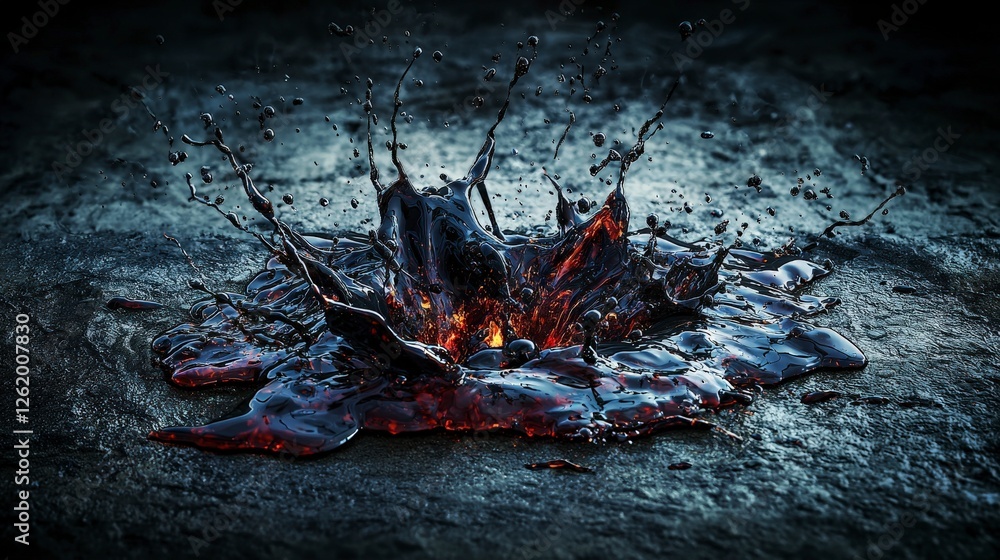 Aufkleber dynamic dark liquid splash close-up abstract photography in an artistic studio environment focused o