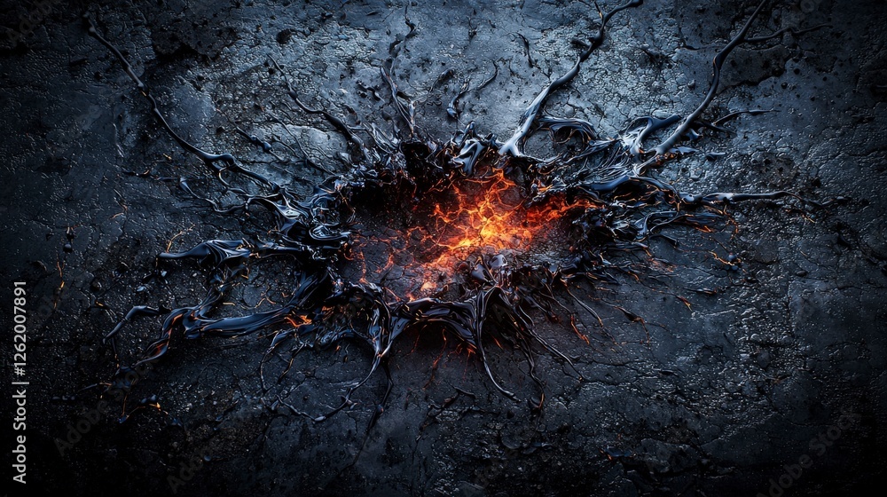 Poster Dynamic dark pulsating abstract splashes creative studio digital art textured background close-up view visual impact