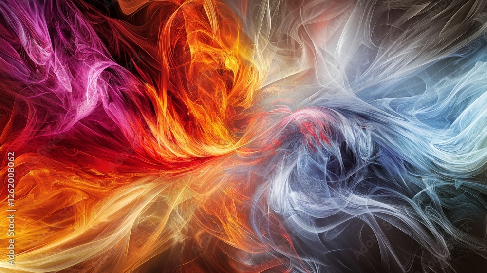 Poster dynamic abstract swirls and streaks of bold colors artistic expression digital art vivid environment