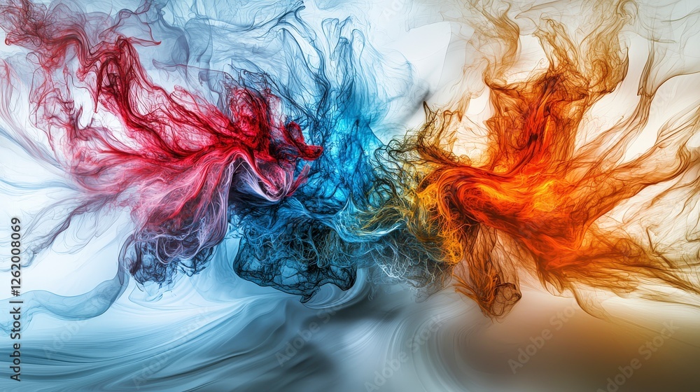 Poster vibrant motion dynamic abstract swirls and streaks of bold colors in a modern artistic environment