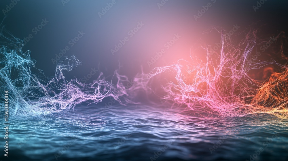 Poster Dynamic color waves abstract digital art soft gradients vibrant environment conceptual viewpoint